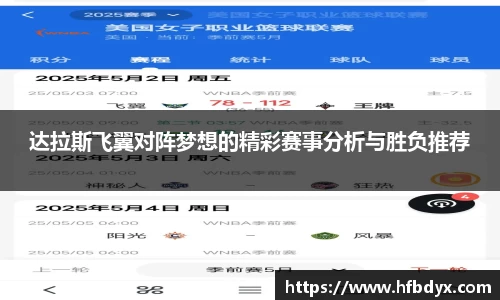 达拉斯飞翼对阵梦想的精彩赛事分析与胜负推荐